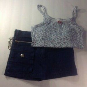 navy flower tank top & shirt